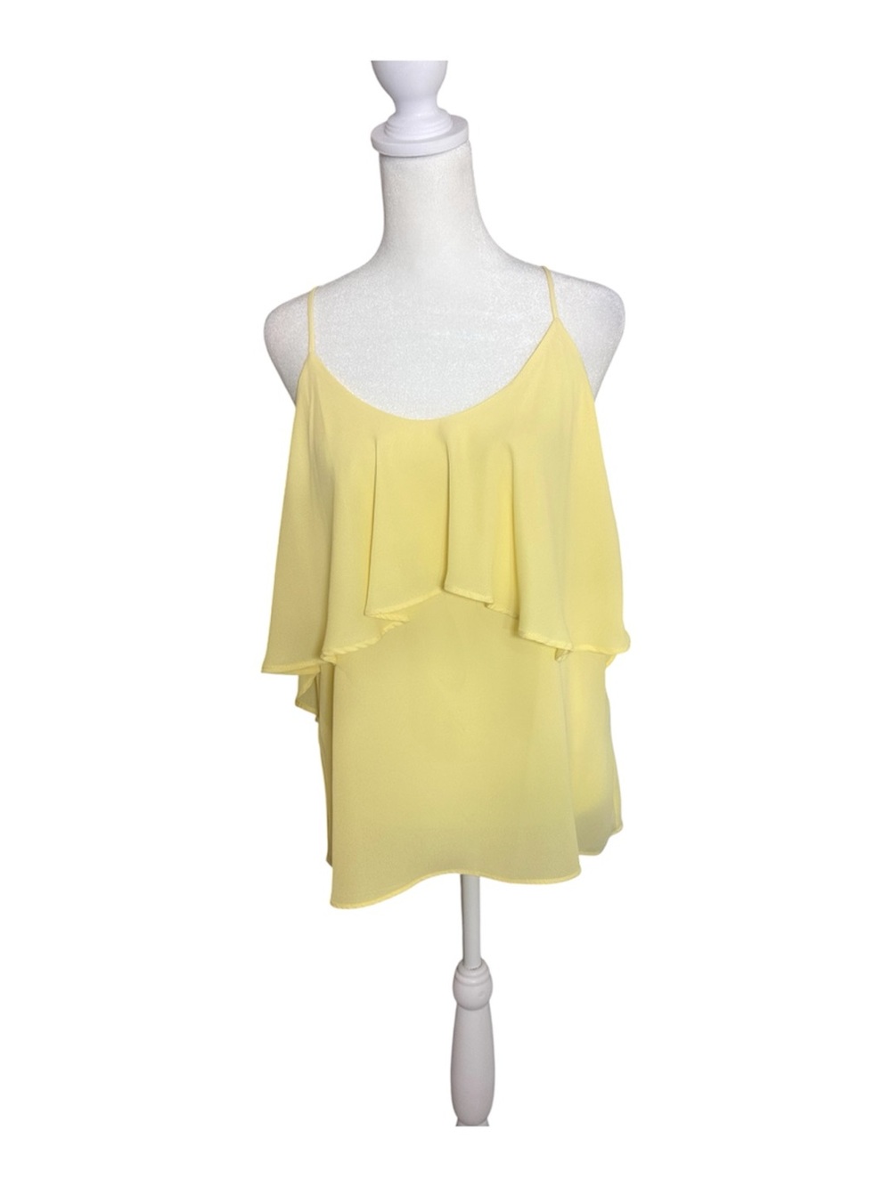 Design Lab Lord & Taylor Yellow Chiffon Layered Cami Top Large Airy Coquette
